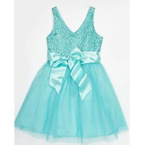 NWT Un Deux Trois Cute Pretty Sequin Aqua Teal Tulle Dress Girl Size 16
